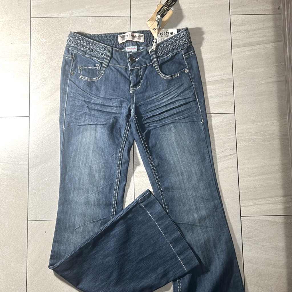 Free Style Revolution Braided Jeans, New W/Tags, Sz 3